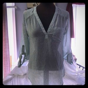 Maurice Sea foam green shear blouse